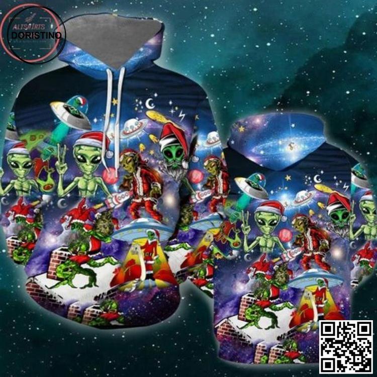 Alien Santas Christmas Limited Edition 3D Hoodie Alien Santas Christmas Limited Edition 3D Hoodie