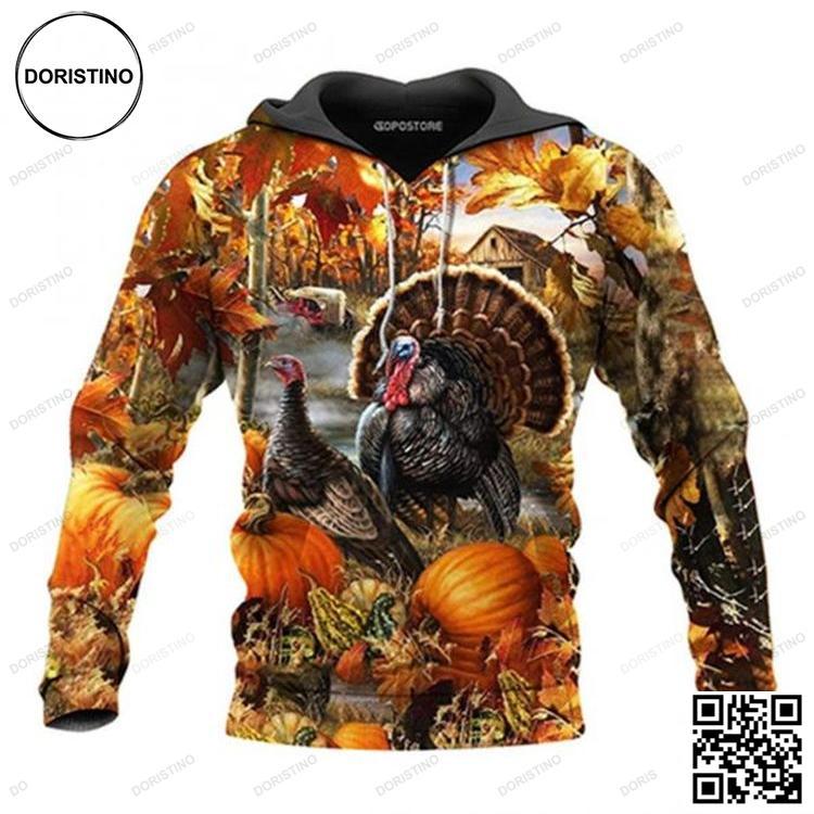 Amazing Turkey Thanksgiving Orange Camouflage 3D Hoodie Amazing Turkey Thanksgiving Orange Camouflage 3D Hoodie