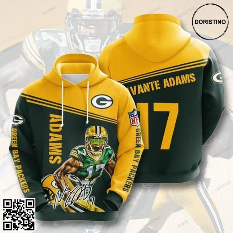 Sports Team Davante Adams Green Bay Packers Awesome 3D Hoodie Sports Team Davante Adams Green Bay Packers Awesome 3D Hoodie