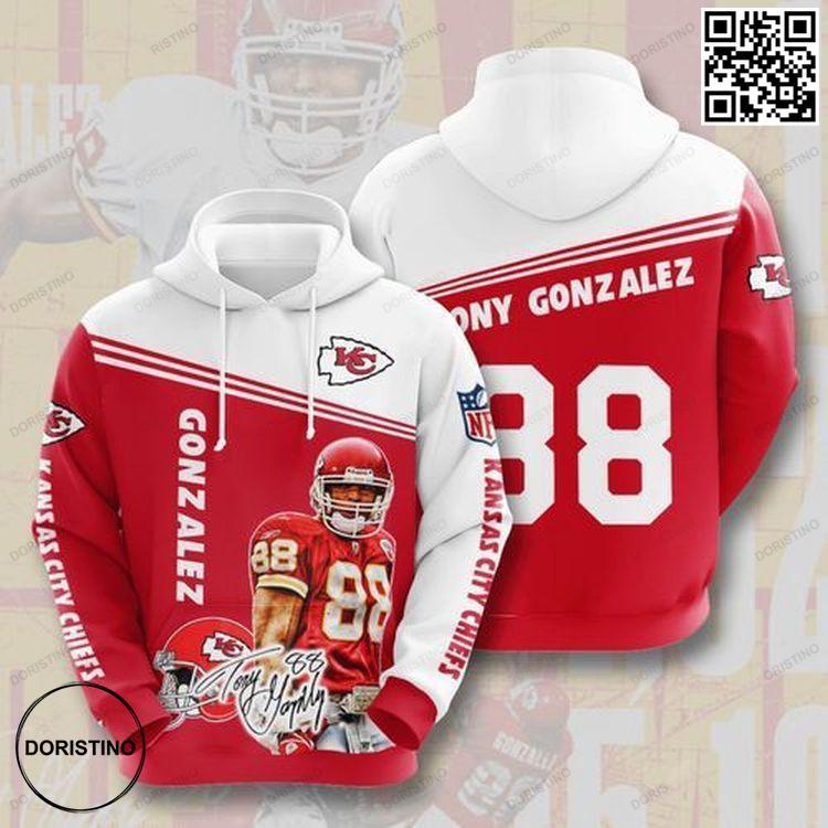 Tony Gonzalez Kansas City Chiefs 3D Hoodie Tony Gonzalez Kansas City Chiefs 3D Hoodie