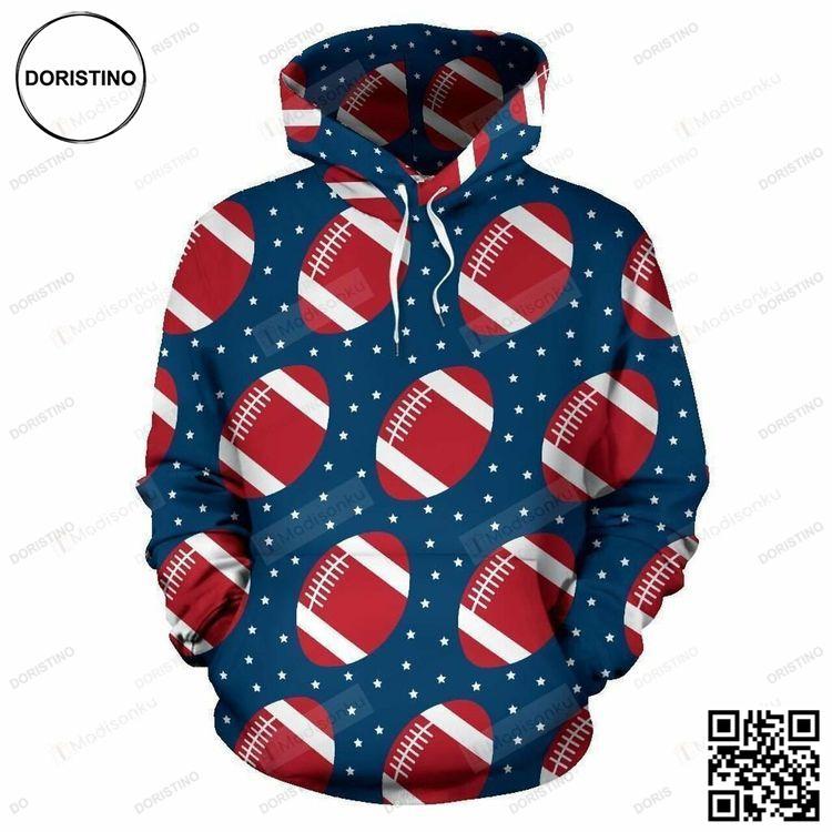 American Football Rugby Ball Star All Over Print Hoodie American Football Rugby Ball Star All Over Print Hoodie