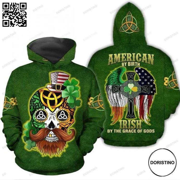 American Skull St Patrick Day All Over Print Hoodie American Skull St Patrick Day All Over Print Hoodie
