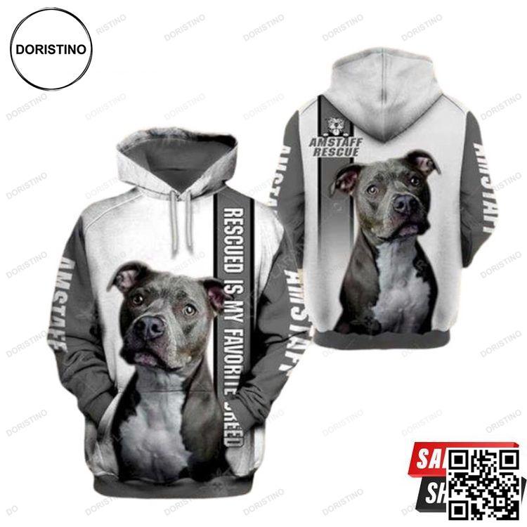American Staffordshire Terrier Rescued Is My Favorite Breed 3D Hoodie American Staffordshire Terrier Rescued Is My Favorite Breed 3D Hoodie