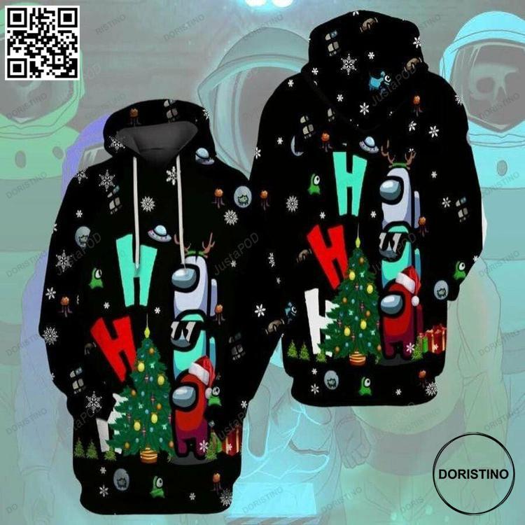 Among Us Christmas Ho Ho Ho All Print Awesome 3D Hoodie Among Us Christmas Ho Ho Ho All Print Awesome 3D Hoodie