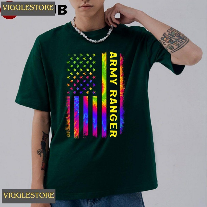 Army Ranger Hippie American Flag Unisex T-shirt