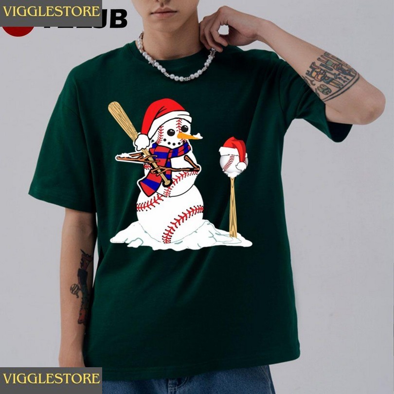 Baseball Christmas Snowman Playing Baseball Unisex T-shirt