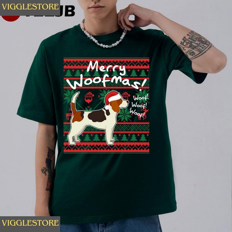 Beagle Merry Woofmas Ugly Christmas Pattern Unisex T-shirt