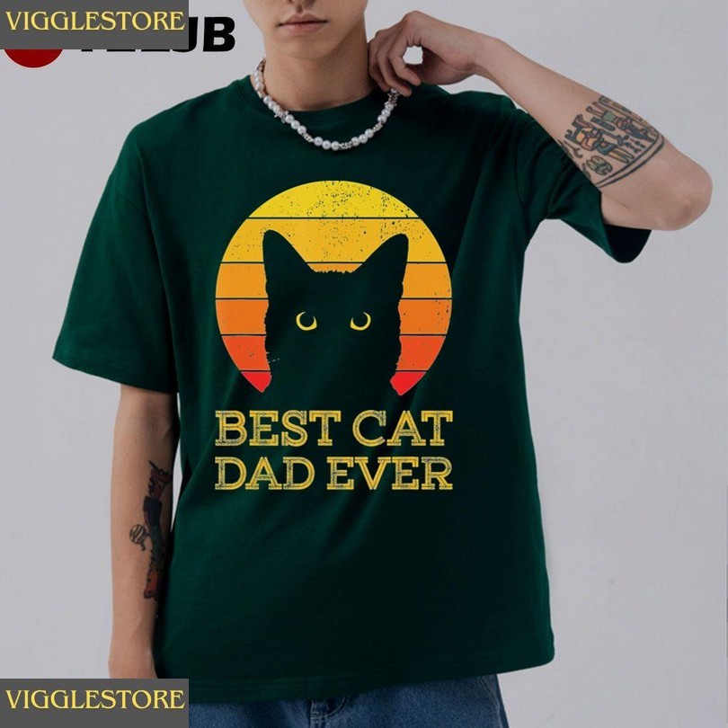 Best Cat Dad Ever Vintage Funny Cat Daddy Fathers Unisex T-shirt Shirt
