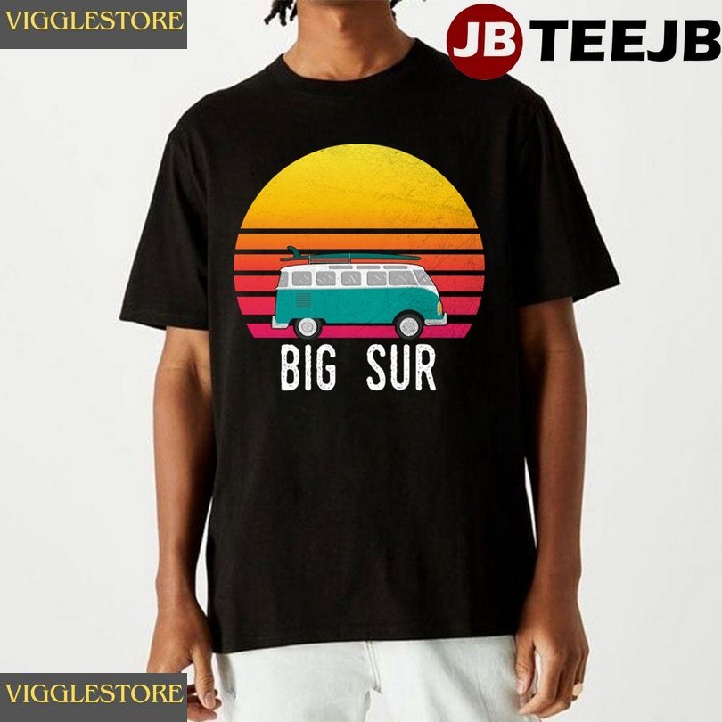 Big Sur Retro Sunset Surfing Hippie Van Art Travel Unisex T-shirt