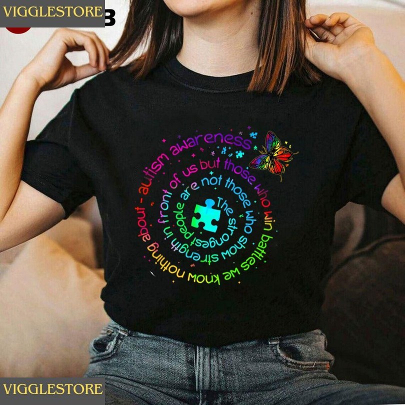 Butterfly Autism Awareness The Strongest People Puzzle Piece Unisex T-shirt